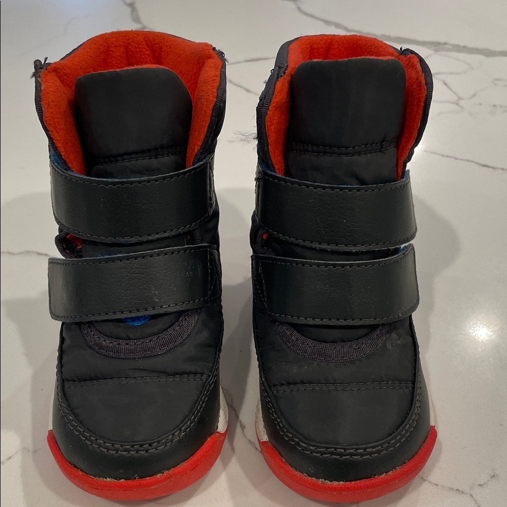 Kids Sorel Black and Red/Orange Winter Boots